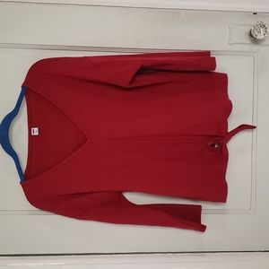 Red V-neck Tie Top- M